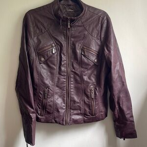 Jou Jou Women’s Vegan Leather Maroon Jacket